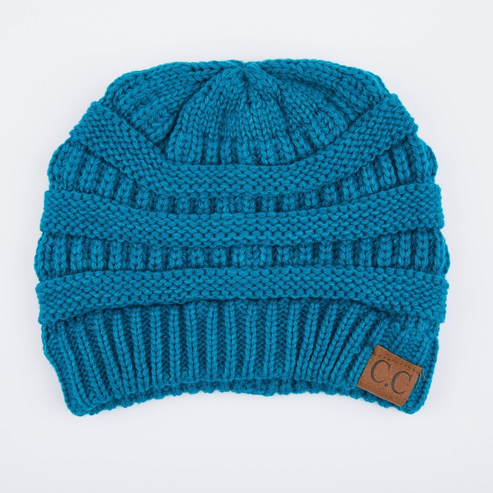 Exclusives Cable Knit Beanie - Thick, Soft & Warm Chunky Beanie | Teal | Size OS - Picture 2 of 3